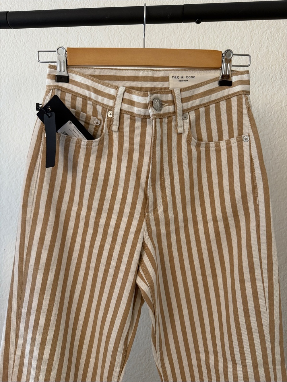 rag & bone Vertical Stripe Jeans — Tan & White
